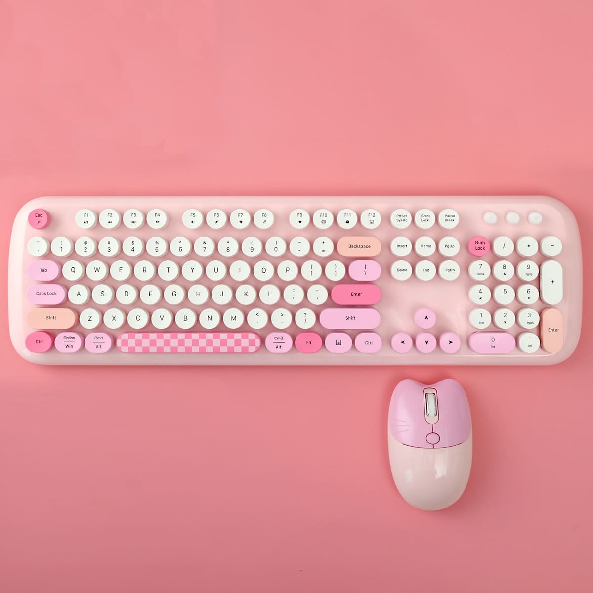 Teclado y ratón inalámbricos rosa para niña