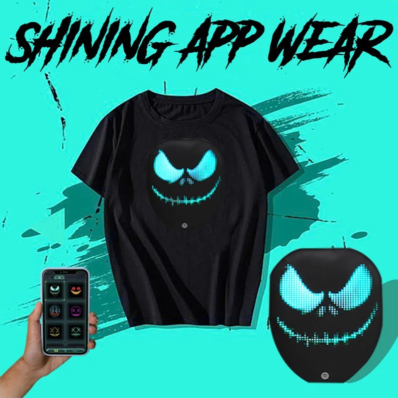 Camiseta LED programable con pantalla para aplicación móvil smartphone