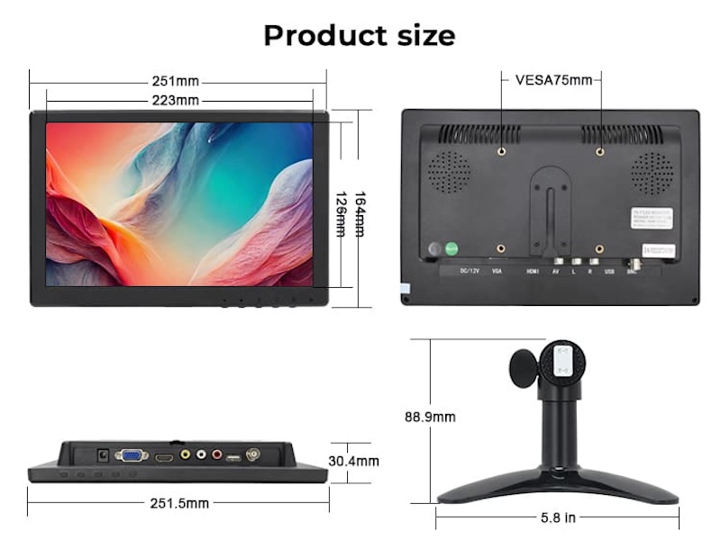 Monitor LCD LED para cámaras 10 pulgadas más pequeño para cámaras